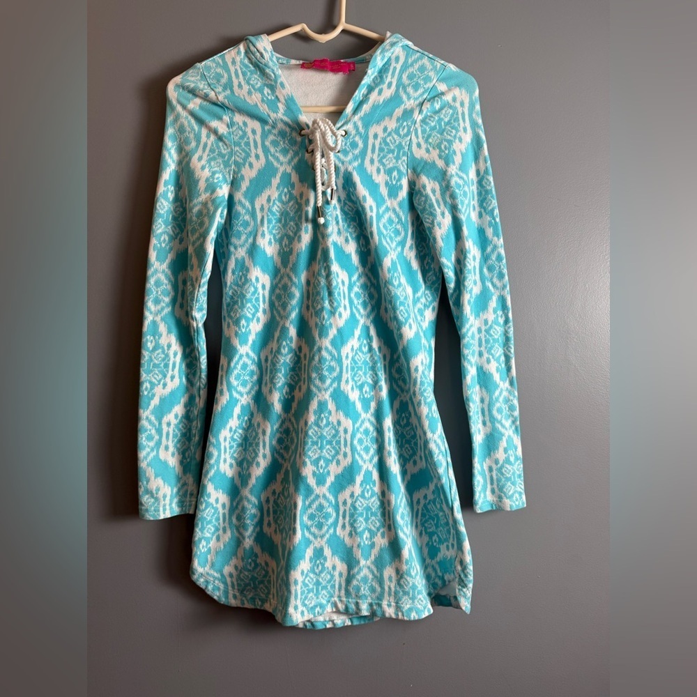 Macbeth Collection by Margaret Josephs Hooded Tunic Swim Cover-up Sz S